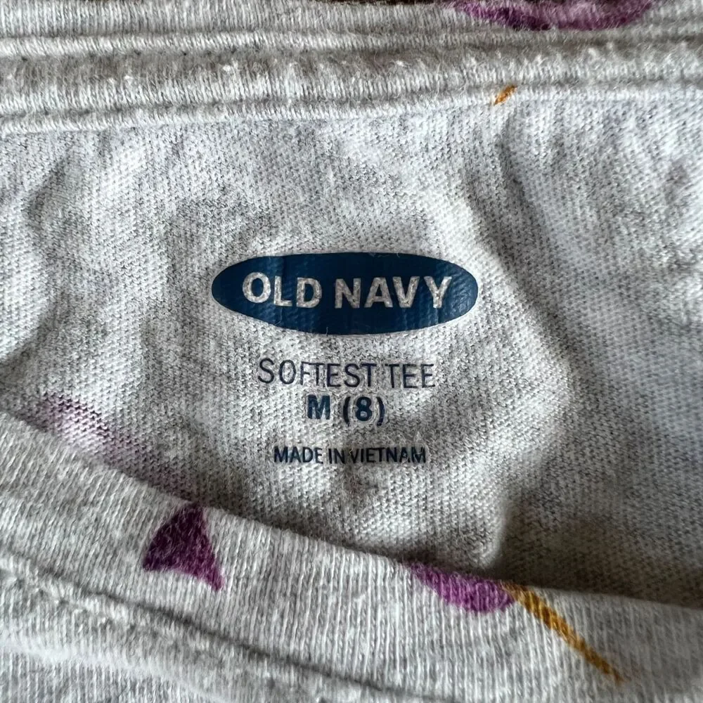 Old Navy Girls T Shirt Top Narwhal Long Sleeve Pullover Gray Purple Medium